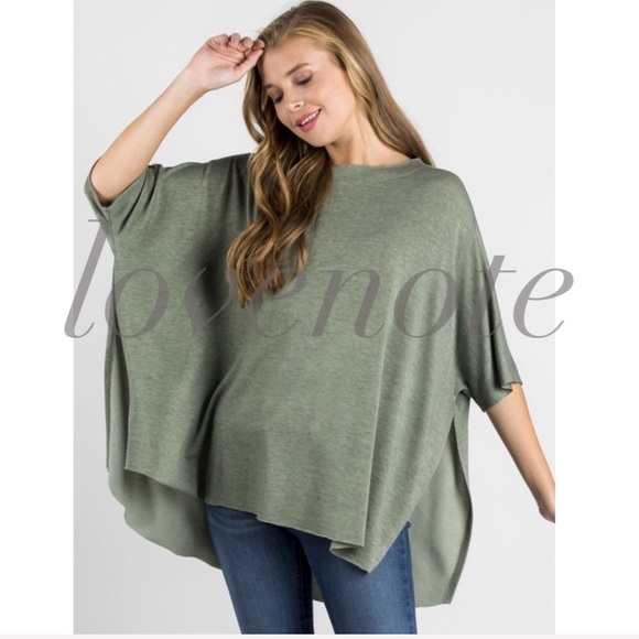 1 left! Draped Loose Swing Tunic Top Side Slits - Picture 4 of 5